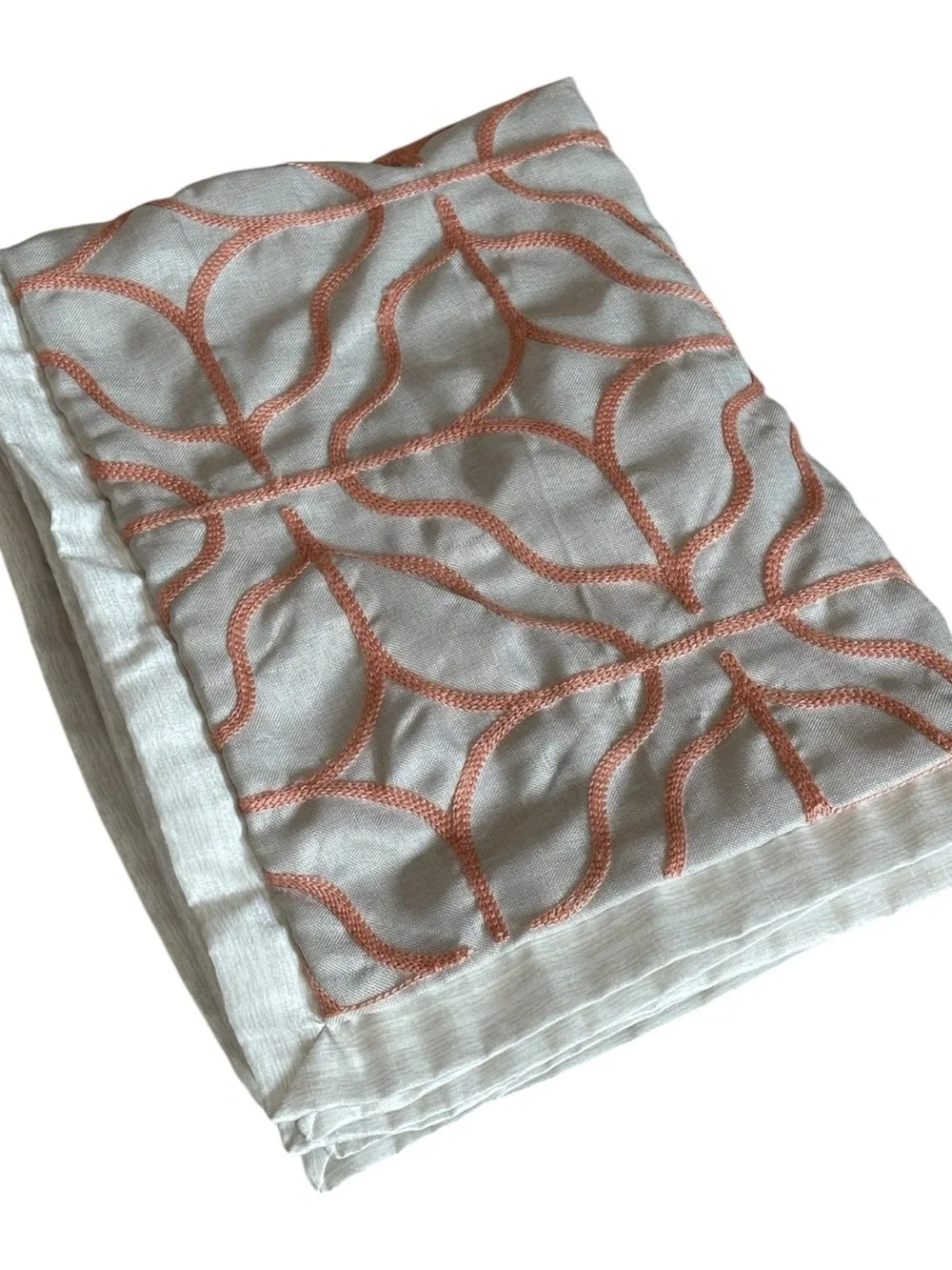 2 JC Penny Home Multi Texture Pillow Shams Standard Quilted Coral Peach Cream